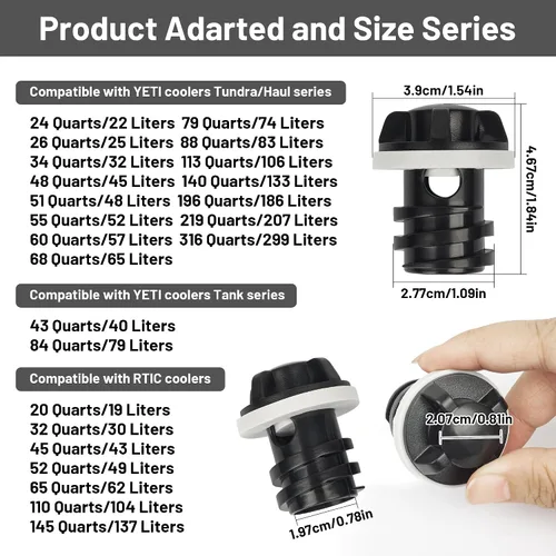Vista 2 de Cooler Drain Plug, 2 Pack Replacement, Compatible with Yeti Roadie, Tundra, and Tank Coolers and Fit for RTIC Coolers