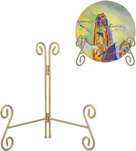 Vista 9 de Soportes de placa para exhibición, soportes de platos de 10 pulgadas para exhibición, caballete de placa de hierro dorado para fotos, marcos