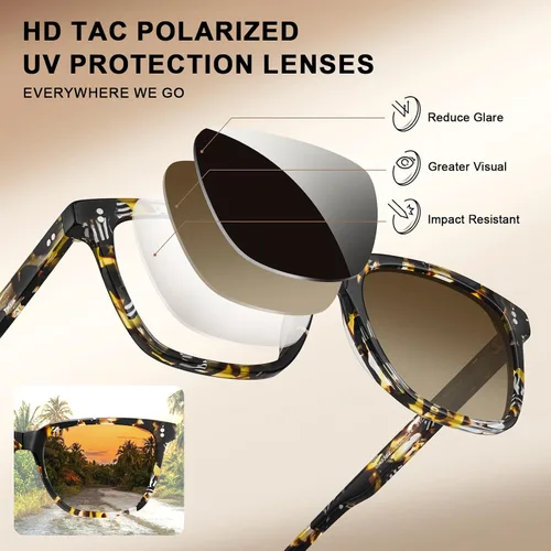 Vista 79 de Carfia Chic - Lentes de sol polarizados para mujer, protección UV400, marco de acetato pulido a mano