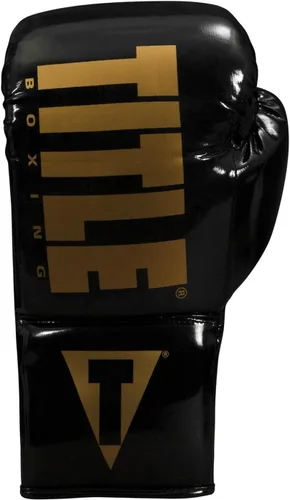 Vista 4 de TITLE Boxing Inferno Intensity Guantes de Entrenamiento con Cordones - MMA, Kickboxing, Saco de Boxeo, Sparring - 14, 16, 18 oz Negro/Dorado