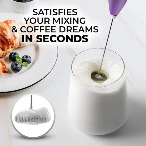 Vista 546 de Zulay Milk Boss Espumador de leche potente manual, hace espuma para latte, batidor para mezclar bebidas, café, miniespumador para capuchino, frappé