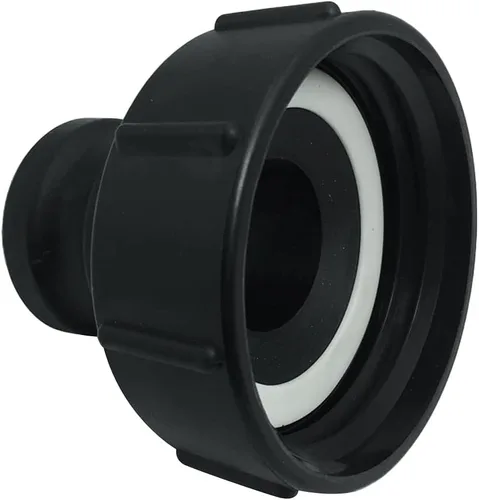 Vista 4 de Adaptador de tanque IBC (hembra de 3 pulgadas a 2 pulgadas macho) Conector de tanque de agua, color negro