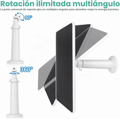 Vista 5 de Panel solar USB para cámara Ring, cargador de panel solar tipo C 5 V 6 W con cable de carga impermeable de 10 pies, micro USB y USB-C y puerto