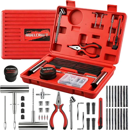 Vista 11 de AWELCRAFT Kit económico de reparación de neumáticos para fijar pinchazos y tapar planos, paquete de 10 piezas, ideal para automóviles, camiones