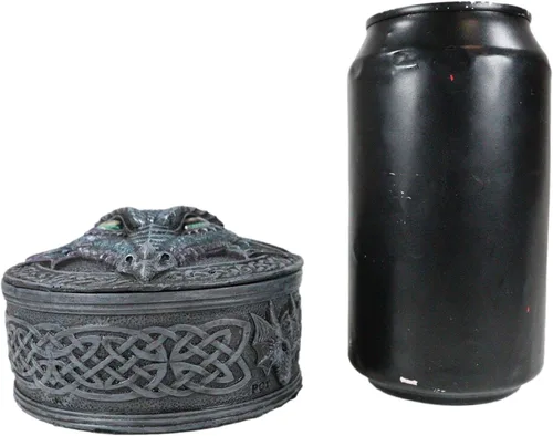 Vista 3 de Ebros Gift Nudo celta legendario azul medianoche dragón cara con ojos rodantes decorativo redondo baratija figurita medieval renacentista gótica