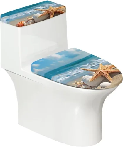 Vista 20 de Ystardream Juego de 2 fundas de inodoro y fundas de asiento de mar profundo, fundas de tapa de asiento de inodoro, fundas lavables para tanque