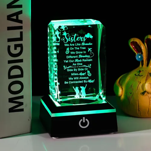 Vista 5 de Movdyka Regalos divertidos para hermanas, hermanas grabadas en 3D con base, el mejor regalo único de cumpleaños, Navidad, boda, graduación, hermana