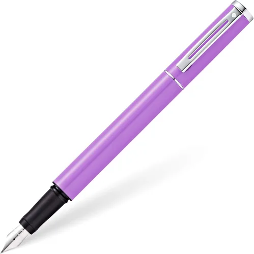 Vista 11 de Pluma estilográfica Sheaffer Pop con borde cromado y punta media, en caja de regalo, Clásico - Lila