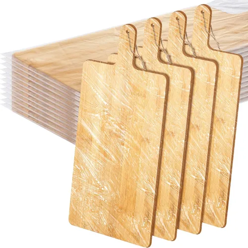 Vista 7 de Patelai Juego de 12 Tablas de Cortar de Madera con Asas, Tabla de Cortar Grande para Servir en la Cocina, Tabla de Cortar Lisa, Regalos a Granel