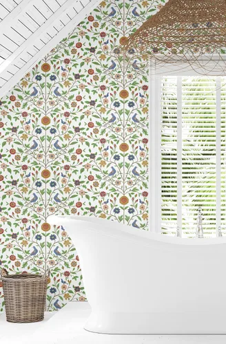 Vista 5 de NextWall Papel tapiz para despegar y pegar de pájaro (blanco)