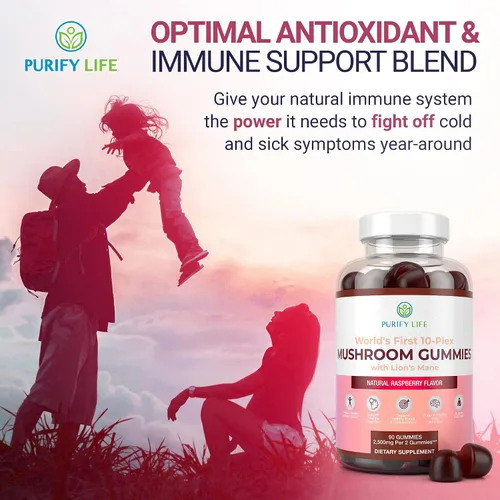 Vista 6 de Purify Life Paquete de gomitas de complejo de hongos y palma enana americana, apoyo inmunológico, suplementos de próstata de palma enana americana