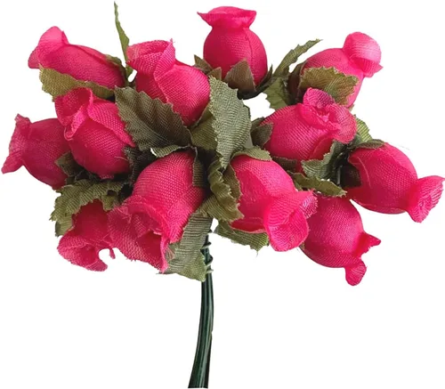 Vista 13 de GiftWrap Etc. Rosas artificiales de seda verde manzana, 12 mini ramos de 12 capullos de rosa, 144 capullos de rosa en total, boda, recepción