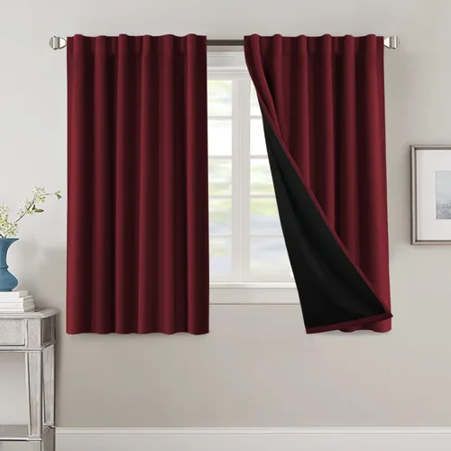 Vista 84 de H.VERSAILTEX Cortinas 100% opacas para dormitorio con forro negro, cortinas de oscurecimiento de habitación completa, con aislamiento térmico