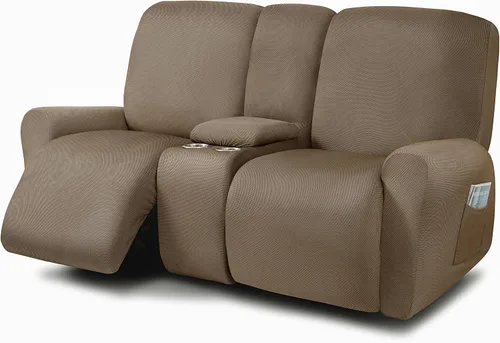 Vista 17 de ULTICOR Fundas para sofá reclinable de 8 piezas, fundas elásticas con hilo teñido para sofá reclinable de 3 cojines, gruesas, suaves y lavables Gris
