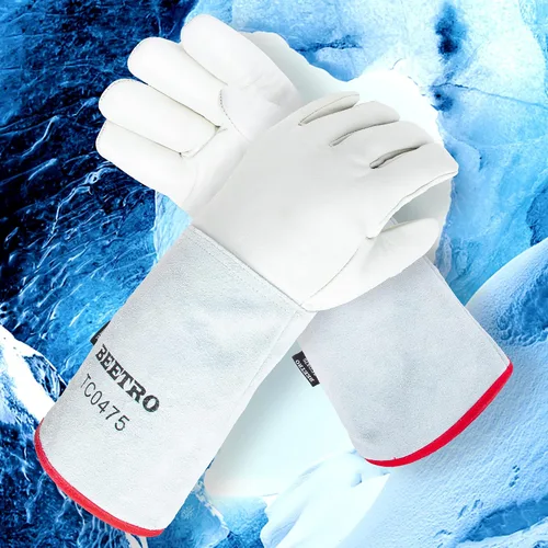 Vista 4 de BEETRO - Guantes anticongelantes de -292℉/-180℃ o superior para manejo de hielo seco, nitrógeno líquido, esponja e interior de algodón