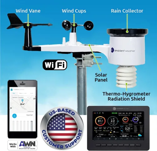 Vista 2 de Ambient Weather Paquete de piscina WS-2000 - Estación meteorológica inteligente para la piscina con monitoreo remoto WiFi y alertas