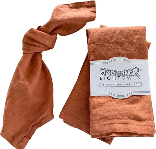 Vista 22 de Servilletas de lino – 100% lino francés puro lavado a la piedra – Servilletas de tela de lino puro lavado a la piedra – Tamaño 18 x 18 pulgadas
