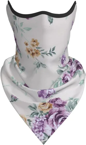 Vista 2 de Bufanda con estampado de flores moradas y rosas, protección UV, pasamontañas, resistente al viento, bandana para deportes al aire libre, cubierta