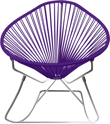 Vista 31 de Innit Designs Acapulco - Silla mecedora con estructura cromada, color turquesa, tejido naranja Verde