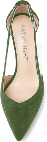 Vista 3 de AMBELIGHT Zapatos de tacón alto para mujer con plataforma de gamuza puntiaguda de 4 pulgadas