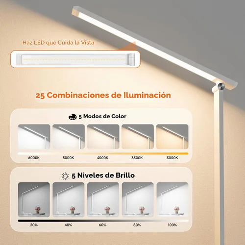 Vista 2 de ShineTech Lámpara de escritorio LED para oficina en casa, lámpara