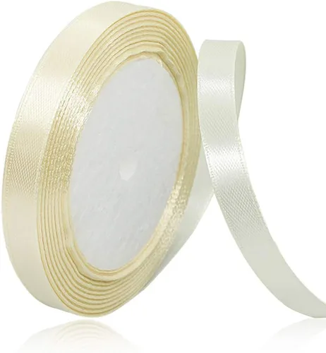 Vista 83 de Cinta de Satén Beige de Color Sólido, 1-1/2 Pulgadas x 25 Yardas, Cinta de Satén de Tela para Envolver Regalos, Manualidades, Hacer Lazos