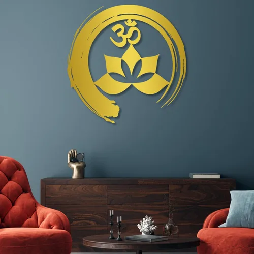 Vista 5 de Arte de pared de metal, arte de pared Om, decoración de pared de flor de loto, decoración de pared Om, decoración de pared de arte zen, arte