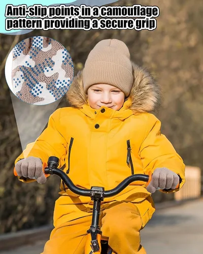 Vista 4 de Paquete de 100 gorros y guantes antideslizantes para niños, gorro de punto cálido, guantes de invierno a granel para niños y niñas
