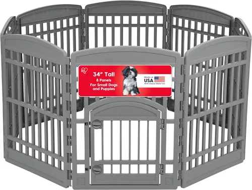 Vista 14 de IRIS USA Corralito para perros de 4 paneles de 24" con puerta, 35 x 35 x 24, corralito para cachorros, corralito para perros de interior, cerca