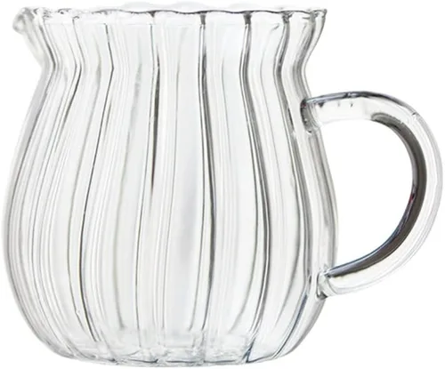 Vista 5 de CHOOLD Jarra de Crema de Cristal de Vidrio Creativo - Diseño de Rayas en Relieve, Jarra para Leche/Café/Servidor (4/5.5/9/12oz)