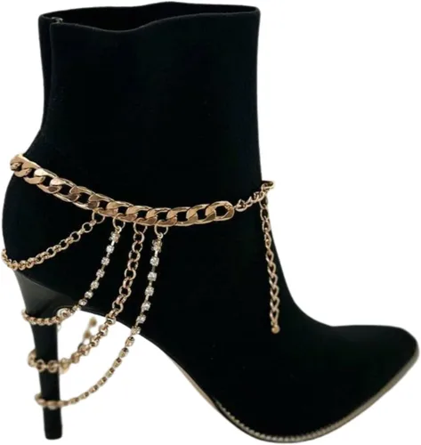 Vista 4 de Pulsera de cadena de botas de joyería occidental para mujer, pulsera de metal dorado, tobillera con múltiples hebras, Metal