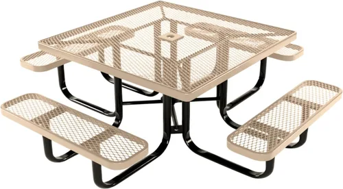 Vista 76 de COATEDOUTDOORFURNITURE Mesa de picnic cuadrada de 46 pulgadas, expandida, color negro