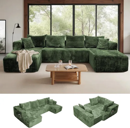 Vista 23 de sofás deshuesados en forma de U de 130", negro modular del sofá seccional