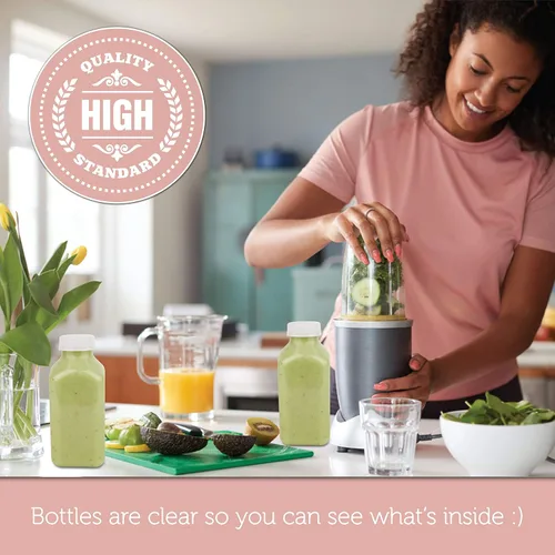 Vista 6 de Diplastible Botellas de jugo desechables de 12 onzas con tapas, paquete de 24