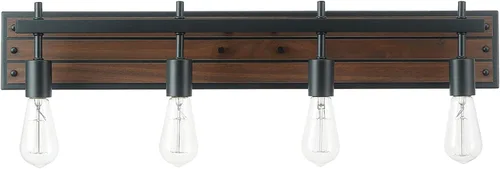 Vista 11 de Globe Electric 51854 Kingston - Lámpara de tocador de 3 luces, madera sintética oscura, detalles de metal galvanizado, pantalla de vidrio sembrado