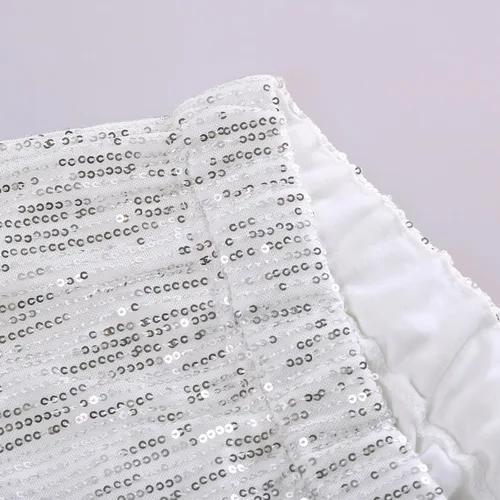 Vista 4 de Pantalones rectos de lentejuelas para mujer, elásticos, de cintura alta, brillantes, acampanados, con purpurina y pierna ancha