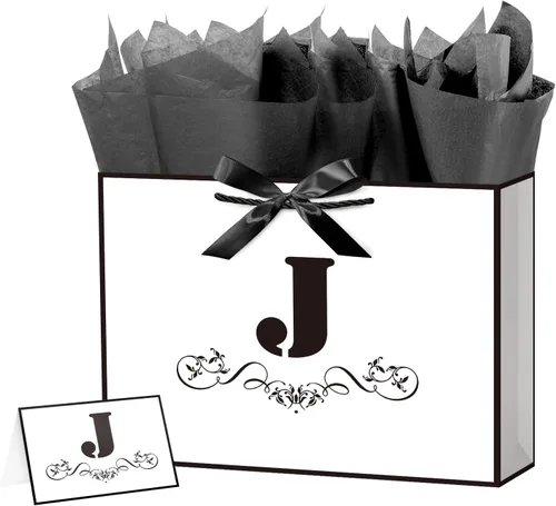 Vista 38 de ysmile Bolsa de regalo de letras con papel de envoltura para hombres, mujeres, niños y niñas, bolsa de papel grande de 16 pulgadas, color blanco