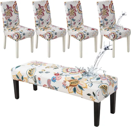 Vista 10 de HAOYONG Funda para Silla de Comedor con Estampado, Funda Desmontable Lavable para Silla Parsons, Protector de Asiento Removible para Comedor, Hotel