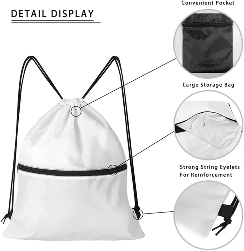 Vista 6 de Mochila con cordón para hombres y mujeres, bolsa de cordón para niños y niñas, con compartimento con cremallera, Fútbol, Classic