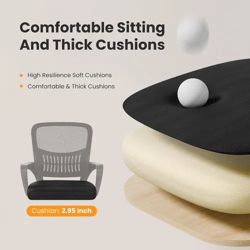 Vista 5 de Sweetcrispy Silla ejecutiva de gestión de oficina en casa, silla ergonómica de malla ajustable giratoria de escritorio para computadora con soporte