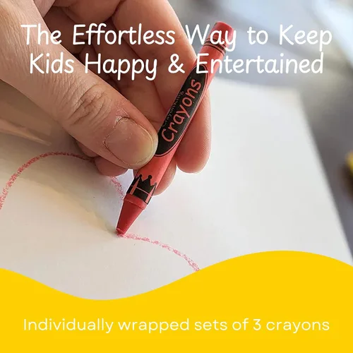 Vista 2 de Crayonking 100 juegos de paquetes de 3 unidades en celofán (300 crayones a granel) – Restaurantes, aulas, fiestas y eventos – Crayones no tóxicos