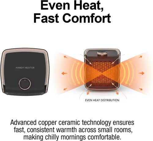 Vista 4 de Handy Heater Instant Heat - Calentador de Espacio con Tecnología de Cerámica Infundida con Cobre, 1200 Vatios, Calentador Portátil para Oficina