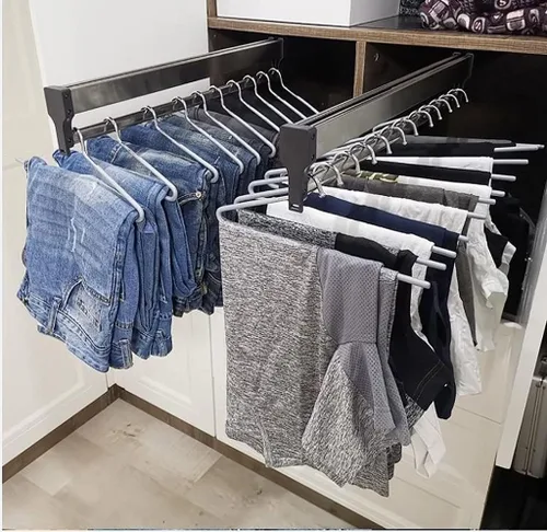 Vista 4 de Riel de acero inoxidable extraíble para colgar ropa, 11.8 in-31.5 in, riel retráctil para ropa de armario, riel de ropa ajustable para armario