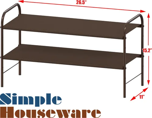Vista 3 de Simple Houseware - Organizador de almacenamiento de 2 niveles, 12 pares, bronce