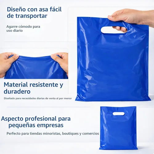 Vista 3 de ASSUREPAK Bolsas troqueladas de LDPE azul, 12 "x 15", 1.5 mil, 500