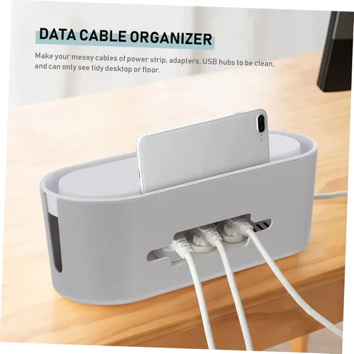 Vista 3 de Caja organizadora de cables y soporte de almacenamiento de cables, diseño de disipación de calor, evita el acceso de mascotas, multiusos, simple Gris