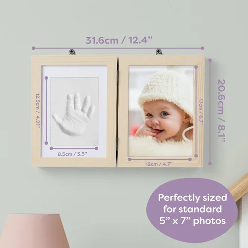 Vista 3 de chuckle - Kit de recuerdo de marco de fotos con estampado de arcilla para manos y pies para bebés - Regalo para el día de la madre, madre y padres