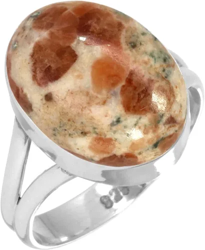 Vista 53 de Anillo hecho a mano de plata de ley 925 genuina grueso con piedras preciosas naturales ágata, cuarzo rosa, lapislázuli, ámbar ovalado, joyería
