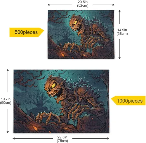 Vista 5 de Zombie - Rompecabezas de noche de Halloween, material compuesto de madera de papel, con bolsa de almacenamiento e imagen de referencia, fácil