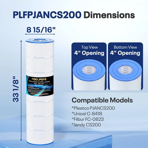Vista 3 de POOLPURE PLFPJANCS200 - Filtro de piscina que reemplaza a Jandy CS200, PJANCS200, Ultral-B9, R0462400, Unicel C-8418, Filbur FC-0823, Aladdin 35002